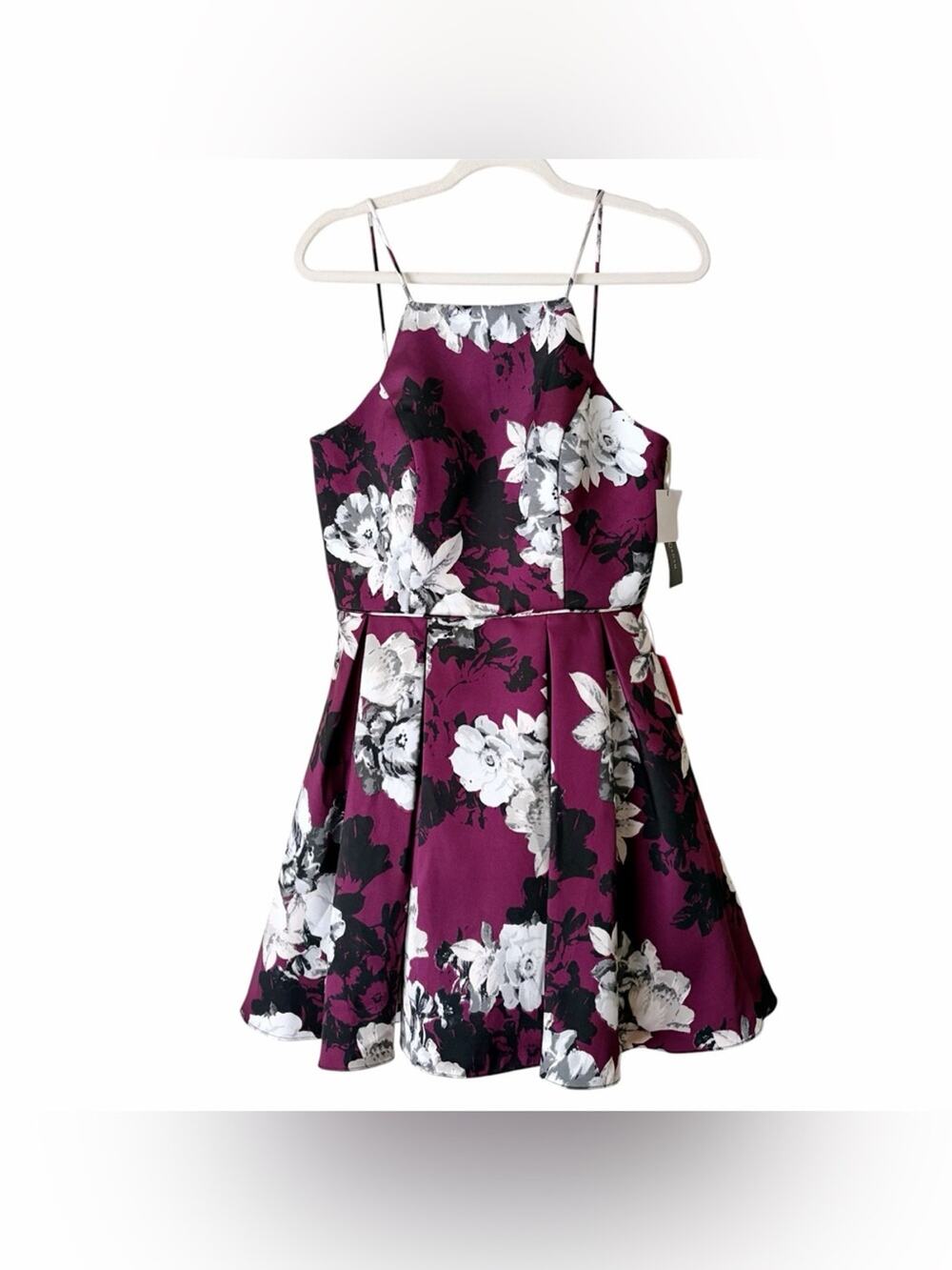 Betsy & Adam | Floral Fit and Flare Cocktail Dress Berry Purple White Size 10
